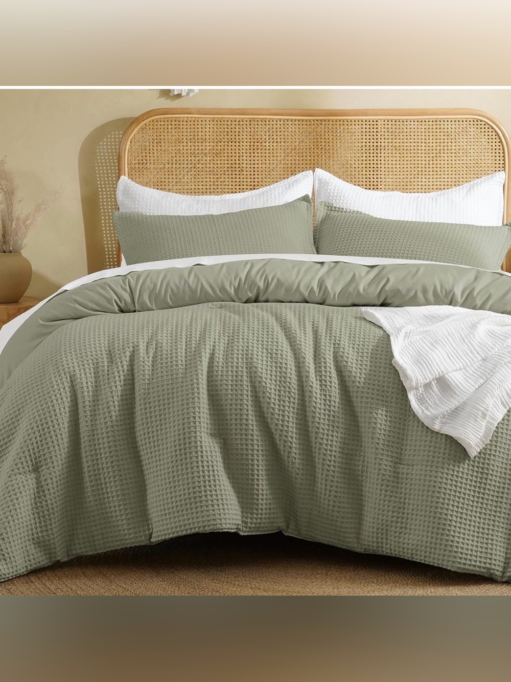 David's Home Twin Size Textured Summer Waffle Weave Comforter Set
